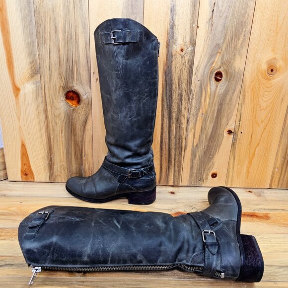 Charles David Grey Italian Leather Knee High Boots Size 8 - Picture 5 of 7